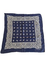 Vintage Blue Paisley Bandana 100 Cotton Fast Color RN 13960 Handkerchief USA