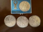 4) Silver Eagles: 1) 1997 & 3) 1998 Silver Eagles 4 Troy Oz .999 Fine Silver