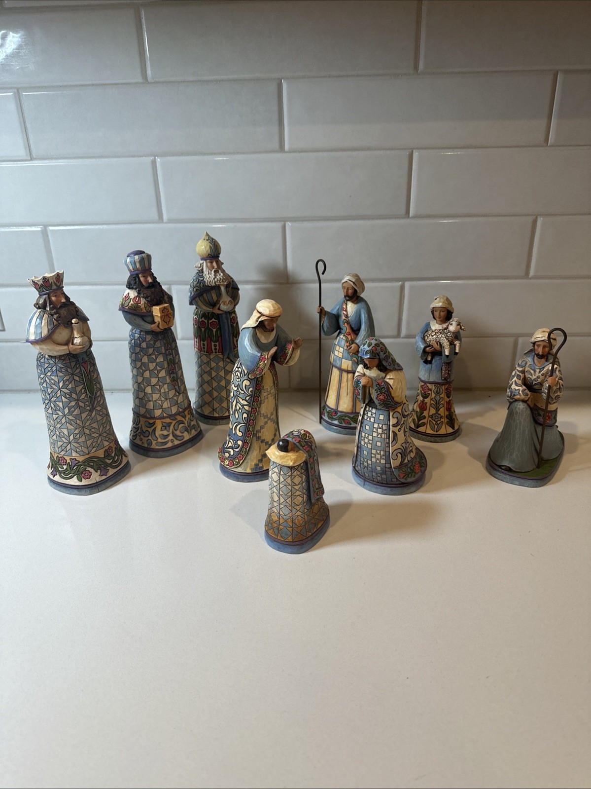 Jim Shore Heartwood Creek Blue Nativity Full Size 9 Piece Set 4007982–4007984
