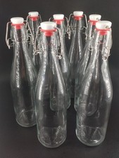 New Clear Glass Swing Top Bottles Storage Bottles Small 10.5" Tall Lot Of 7 NIB