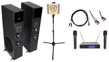 Rockville Bluetooth Home Theater/Karaoke Machine System 2 Mics Subs iPad Stand