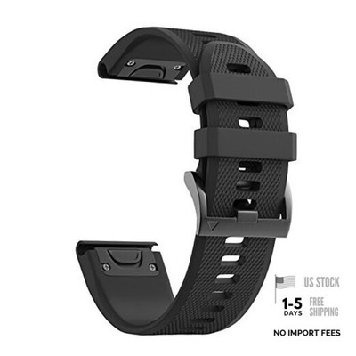 Compatible Fenix 5X Band Width Soft Silicone Watch Strap for Fenix 26mm Black