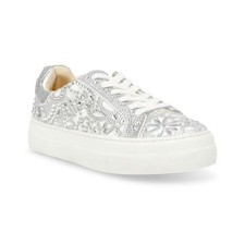 Women's Betsey Johnson Reily Rhinestone Lace-Up Sneakers White