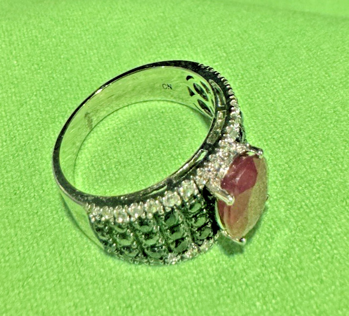 Red Ruby Sterling Silver Black Spinel Ring  Sz 9.… - image 4