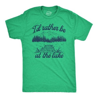 Mens Id Rather Be At The Lake T Shirt Funny Cool Nature Lover Novelty Tee for