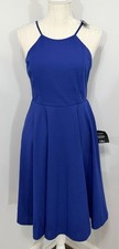 NEW Lulus “Do You Wanna Dance?” Royal Blue Skater Flare Swing Dress Sz M Medium