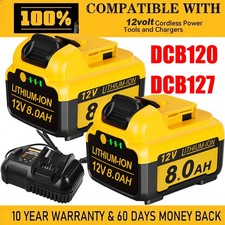 2x For Dewalt 10.8V 12V 6.0Ah 8.0Ah Li-ion Battery DCB127 DCB120 DCB121 /Charger