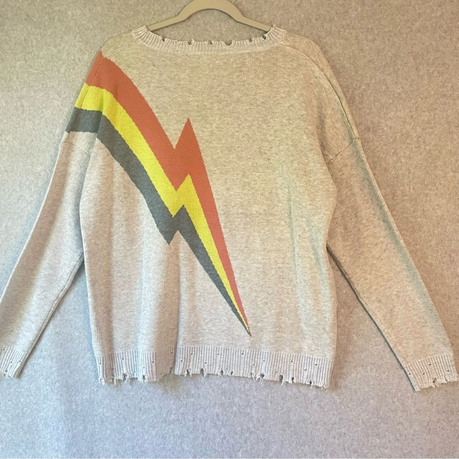 FATE multicolor, distressed pullover gray Lightni… - image 2