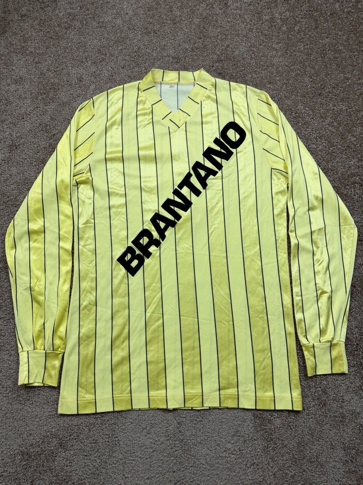 Vintage 70s 80s Long Sleeve Pinstripe Soccer Jersey Futbol Shirt Adult Large