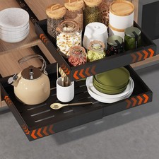 2 Pack Expandable Pull Out Cabinet Organizer 21" Deep, Adjustable Width 12.6"...