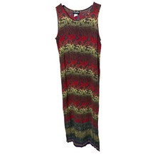 Caribou New York Womens Vintage 90s Floral Paisley Maxi Dress Red Green Small