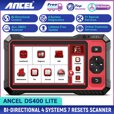 ANCEL DS400 Lite Automotive OBD2 Scanner 4-System Full Diagnosis + 7+ Service