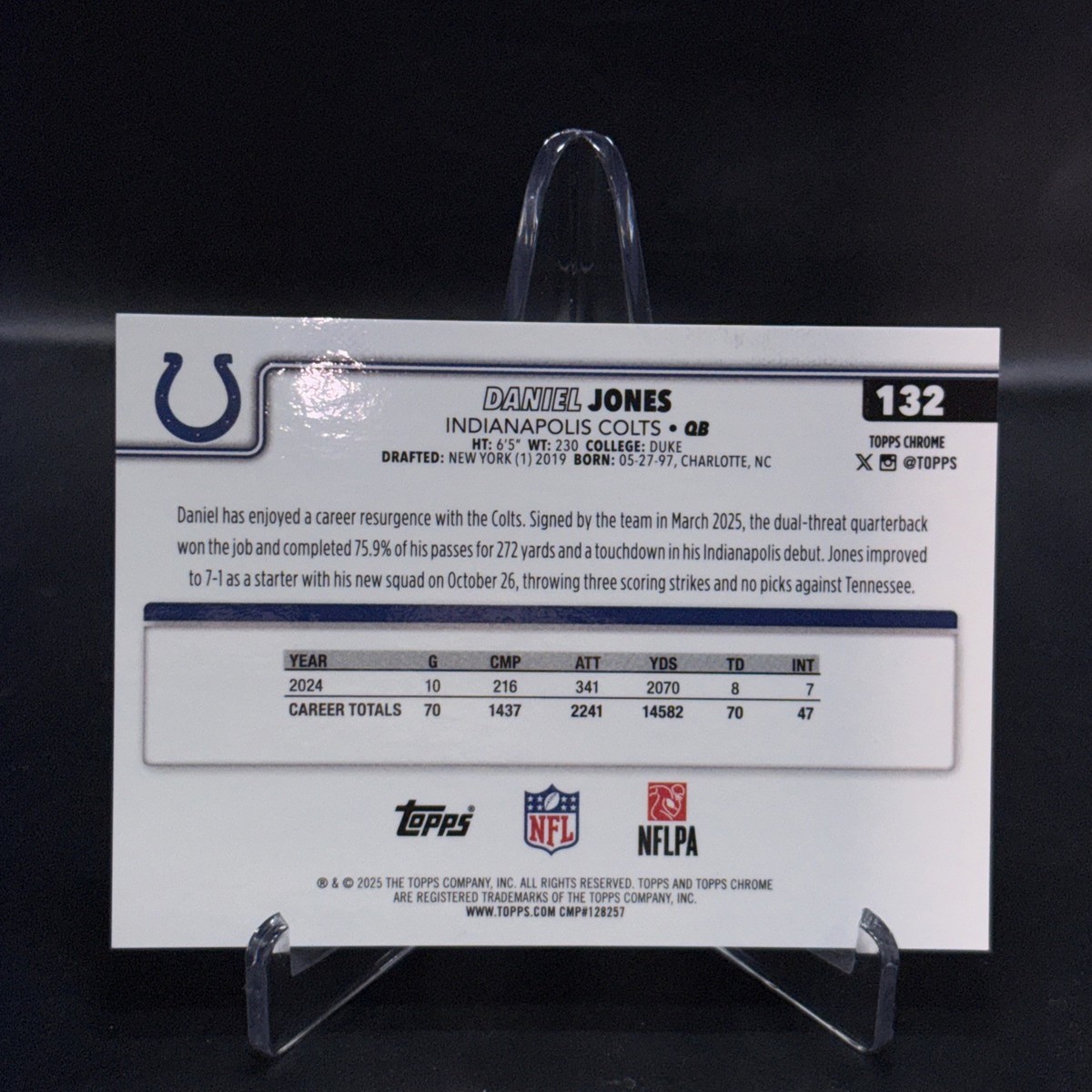 2025 Topps Chrome Daniel Jones gold Wave Refractor # /50 Colts QB