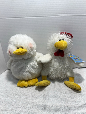 Ganz Webkinz Duck HM148 & White Chicken HM205 Plush Lot w/ Sealed Code