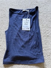 Pull & Bear Boat Neck Tank Top, Navy Size XS | New with tags
