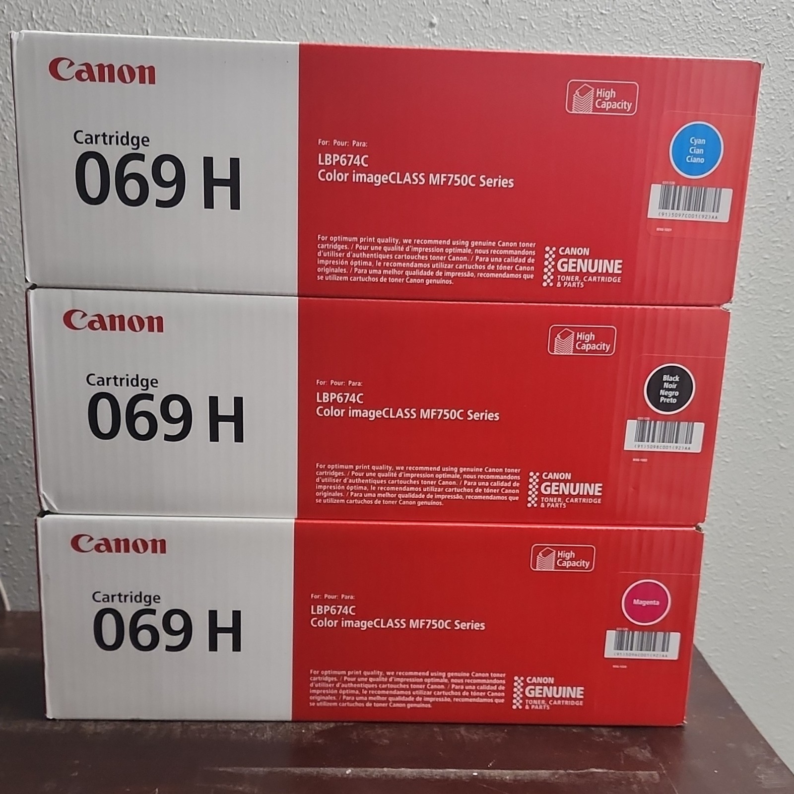 3 Canon 069H Genuine Toner Cartridge for LBP674C Color imageCLASS MF750C Laser