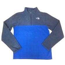 The North Face Boys L 14/16 Blue Colorblock Glacier 1/4 Zip Fleece Sweatshirt