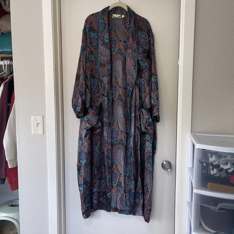 Antigo 80s Victoria Secret Gentlemen Robe Gold Label Seda Paisley Kimono Tom Joia - Imagem 2 de 4