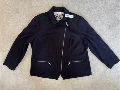 Chico's Textured Moto Jacket Black Suit Jacket Woman Size 4 = 20