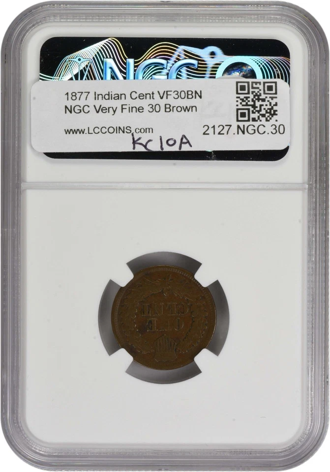 1877 Indian Cent VF30BN NGC - Image 2 of 4