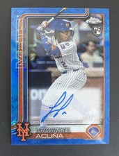 2025 Topps Chrome Logofractor #RA-LA Luisangel Acuña RC Auto Blue /150 Refractor