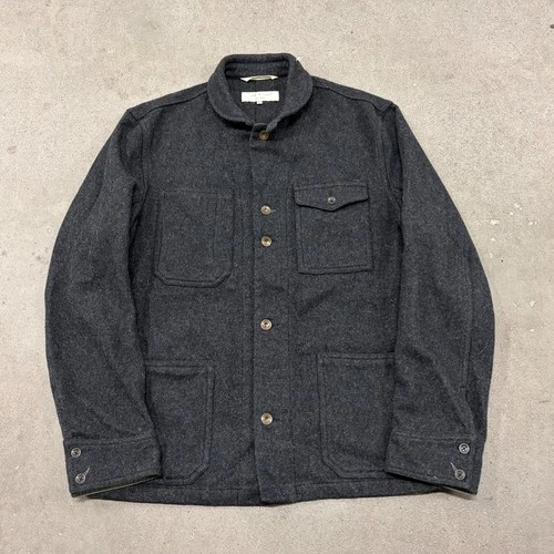 Rag & Bone Chore Jacket Men 40 Gray Wool Cotton Patch Pocket Winter Button Front - product listing photo