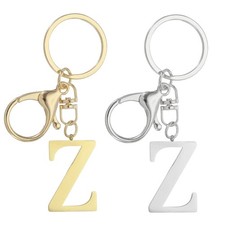 2Pcs Initial Letter Keychain Letter Z Keychain for Women Key Gold/Silver