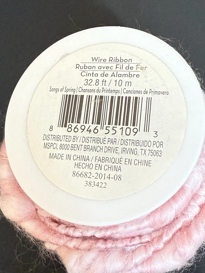 Wired Decorative Pink Yarn Wrapped Ribbon 32.8 Ft, Song Of Spring.Michaels.Rare. - Image 2 of 4