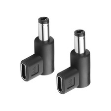 2PCS USB C Female to DC 5.5x2.5mm Male Adapter, 5V, 90 Degree Angled, PD Trigger