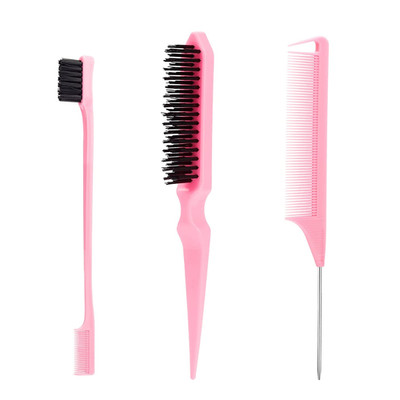 3 Pcs Slick Back Hair Brush, Rat Tail Comb, Edge Bristle Brush Hair Accessories
