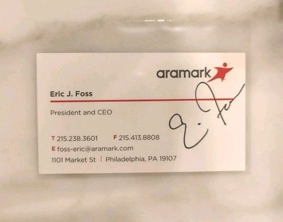 Eric Foss Aramark Former CEO and President Signed Business Card Autograph
