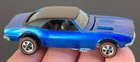 Vintage Hot Wheels Redline 1968 KILLER Blue Custom Camaro US - TAB BASE BEAUTY!