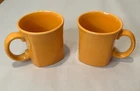 Two Fiesta Square Mugs Tangerine Orange Homer Laughlin HLC Fiestaware CoffeeCups