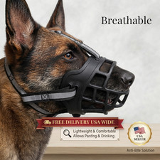 Large Pet Dog Basket Muzzle Mouth Cover Cage NoBarking Biting Chewing Black