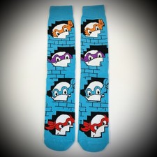 TEENAGE MUTANT NINJA TURTLES SOCKS tmnt light blue BIG LOGO Mens ADULT CREW new