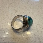 Sterling Silver 925 Simulated Turquoise Cabochon Bezel Ring Size 8.5 Oval — photo 4