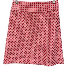Talbots Petites 2P Red White Geometric A-Line Skirt Cotton Lined