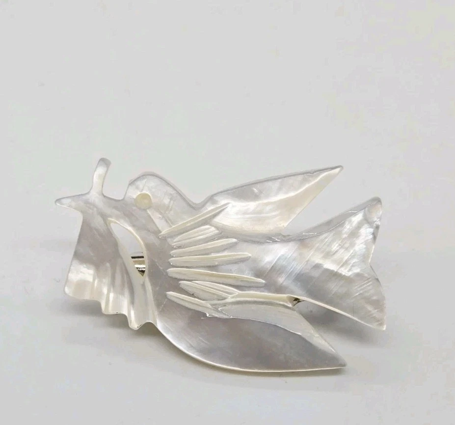 Broche Paloma Pájaro Pin Madreperla Concha Perlada 1 pulgada De Colección Foto 3 de 4