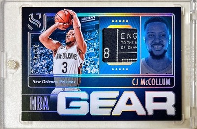 2024 Panini Silhouette CJ McCollum Holo Silver Game Used Laundry Tag Patch /25