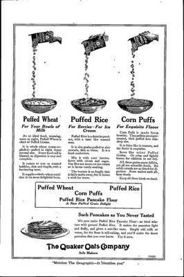 1920 Quaker Oats Puffed Wheat Cereal Antique Print Ad Food Ephemera