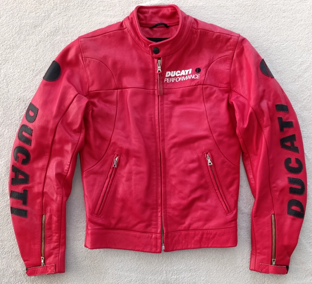 ★753　DUCATI レザー ライダース ジャケット レディース 42 M〜L Ducati Performance womens Red Leather Biker Motorcycle Moto Jacket