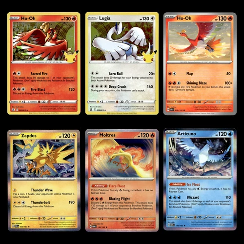 6x Ho-Oh Lugia Zapdos Articuno Moltres Lot Pokemon Cards Collection Set