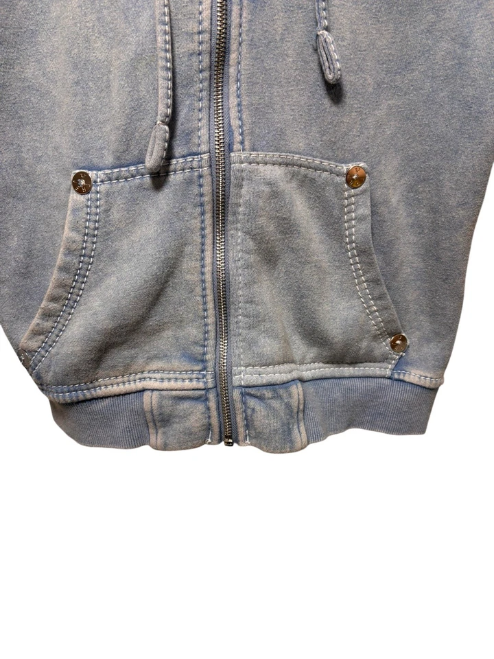 Sudadera con capucha True Religion de colección para mujer XS Y2K azul cremallera completa polar punto profundo años 90 Foto 3 de 4