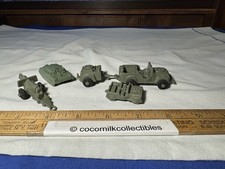 Lot of 5 1960's Lido Plastic Toys Varies Sizes US Army Jeep Military Artillery