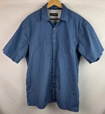 Dri Duck Mens Shirt Size XL Blue Short Sleeve Snap Down Top Vented Outdoor