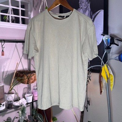 GNW Slub Knit T Shirt Mens L Beige Excellent Rayon Modal Blend Short Sleeve