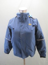 Rei Size M Kids Blue Fleece Lined Hooded Windproof Outdoor Full Zip Jacket 596