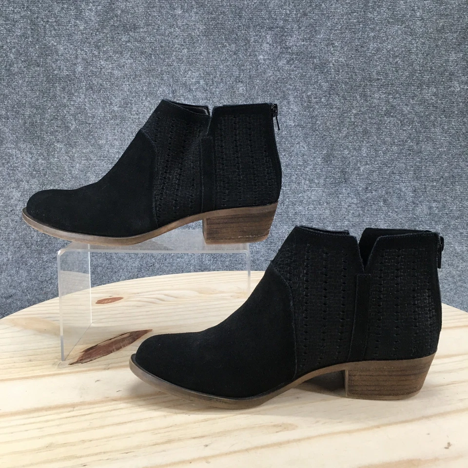 Kensie Boots Womens 9 M Grayce Bootie Black Leather Casual Ankle Top Block Heels - Image 2 of 4