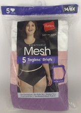 Hanes Women's Breathable Mesh Tagless Briefs - 5 Pack - Size 14/6X New