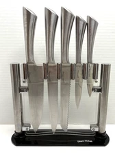UTOPIA KITCHEN 5 Piece Knife Set w/ Clear Holder